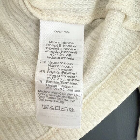 MADEWELL Ribbed Crewneck Long-Sleeve Tee S Heather Cream Top Slim Fit B22 - Picture 5 of 5